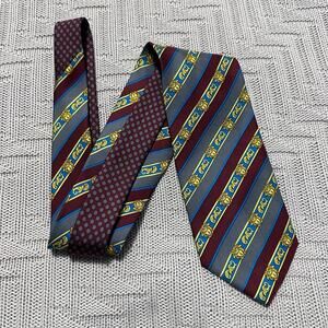 Vintage Versace maroon and blue medusa head striped silk tie